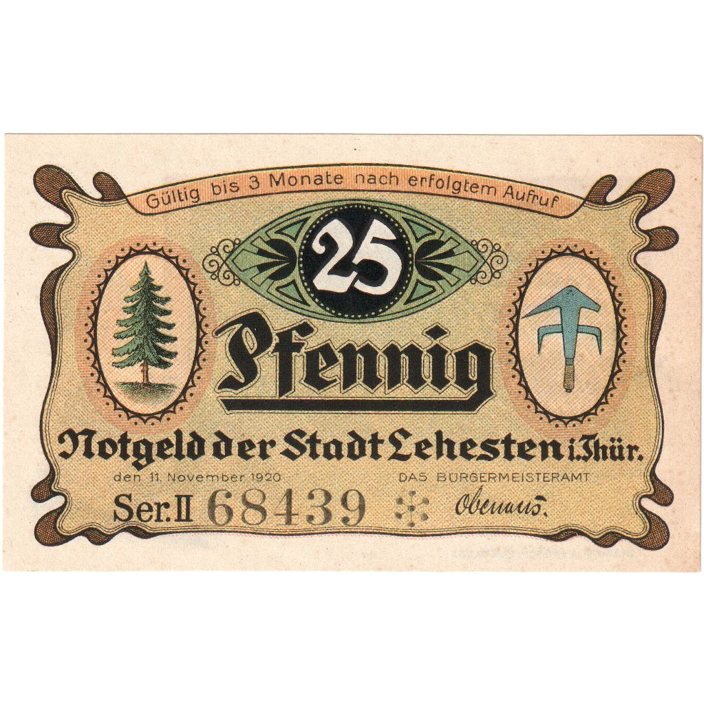 Deutschland, Lehesten Stadt, 25 Pfennig, Texte, 1921, VZ+, Mehl:783.1