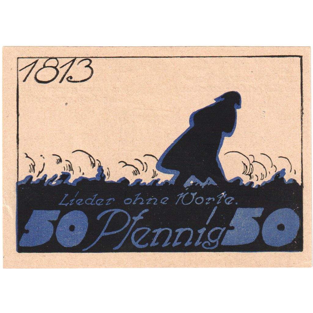 Niemcy, Leipzig Stadt, 50 Pfennig, personnage, 1921, 1921-08-27, UNC(63)