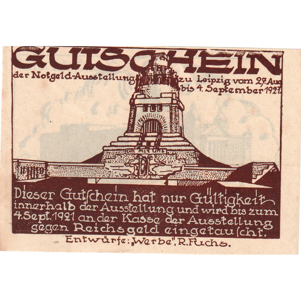 Deutschland, Leipzig Stadt, 50 Pfennig, Batiment, 1921, 1921-08-27, UNZ-