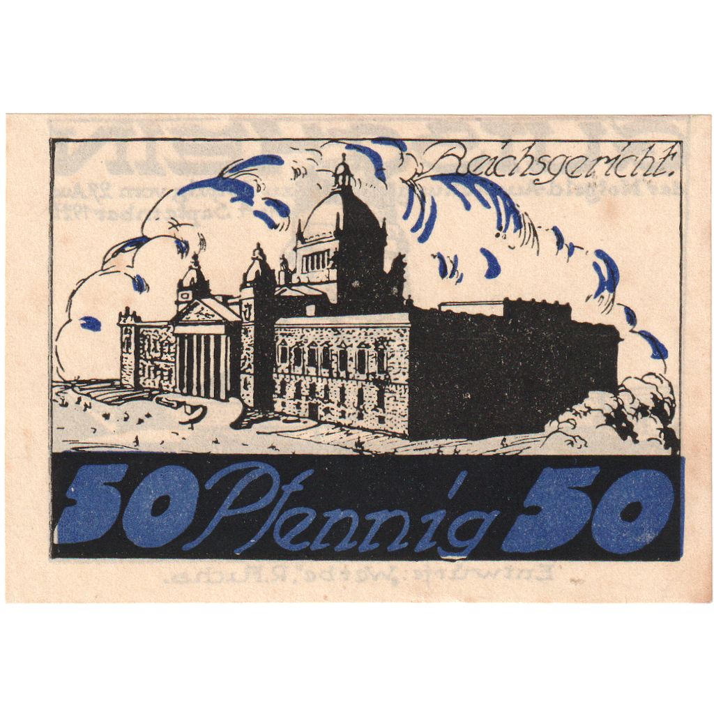Deutschland, Leipzig Stadt, 50 Pfennig, Batiment, 1921, 1921-08-27, UNZ-