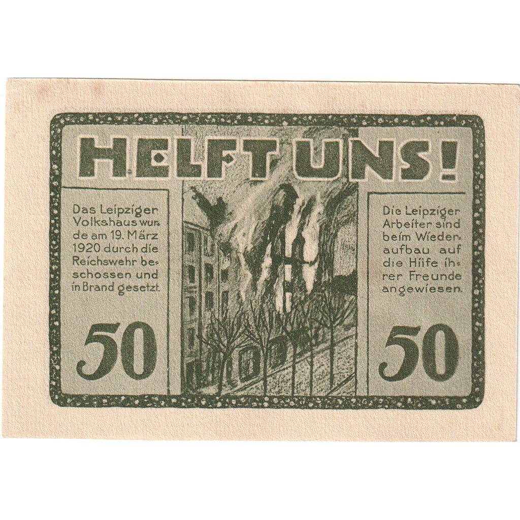 Deutschland, Leipzig Stadt, 50 Pfennig, Batiment 5, 1922, 1922-06-30, UNZ-