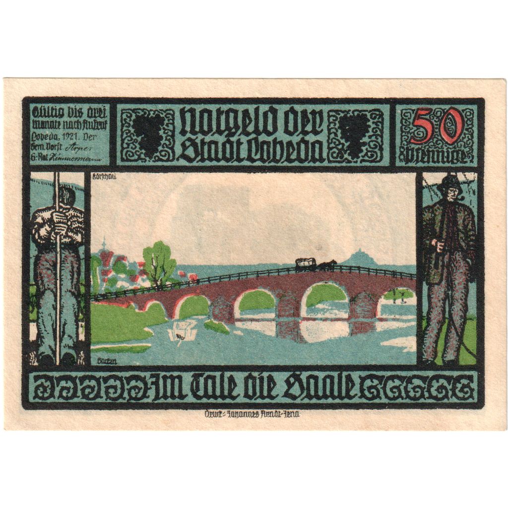 Deutschland, Lobeda Stadt, 50 Pfennig, pont, 1921, UNZ, Mehl:808.1