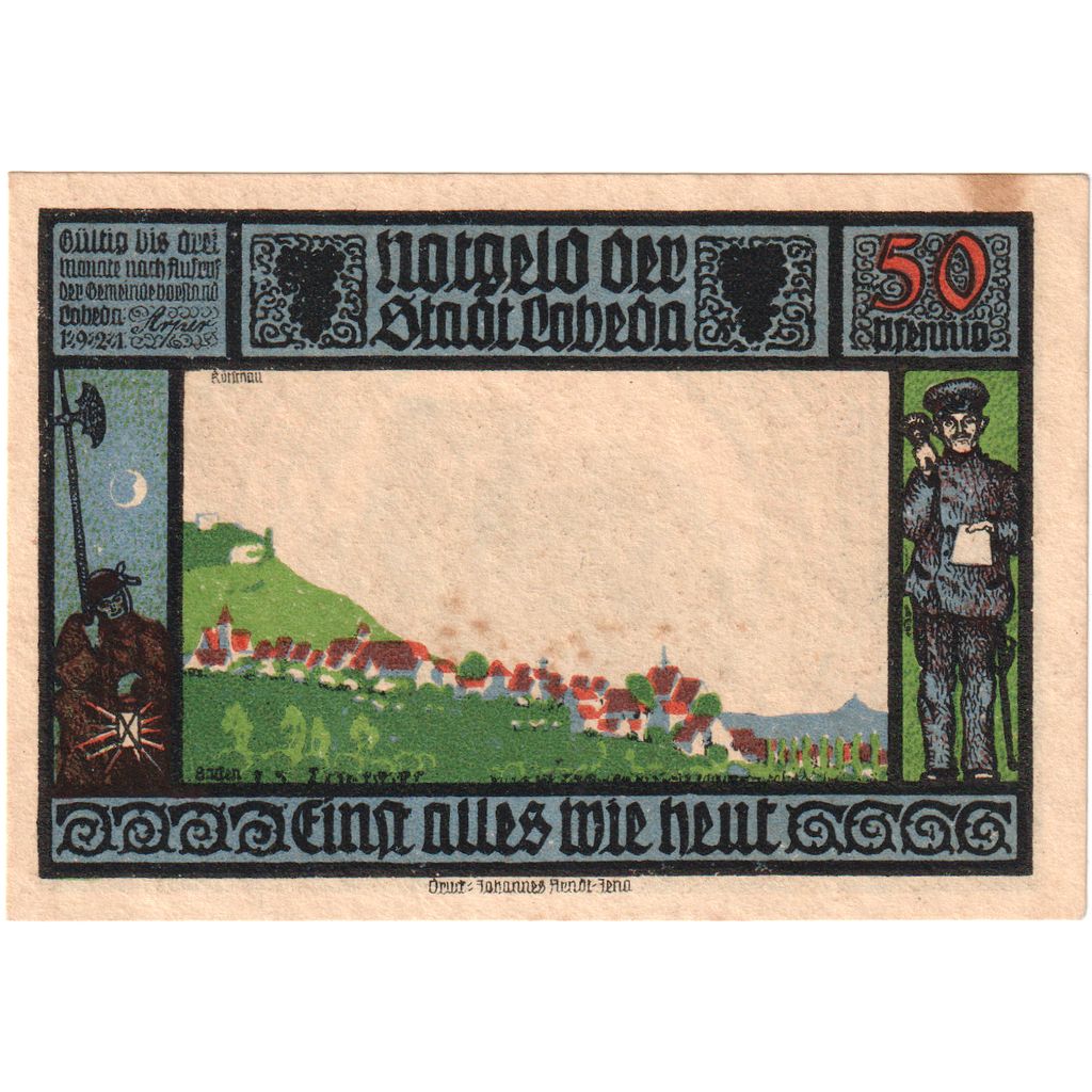 Deutschland, Lobeda Stadt, 50 Pfennig, paysage, 1921, UNZ, Mehl:808.1