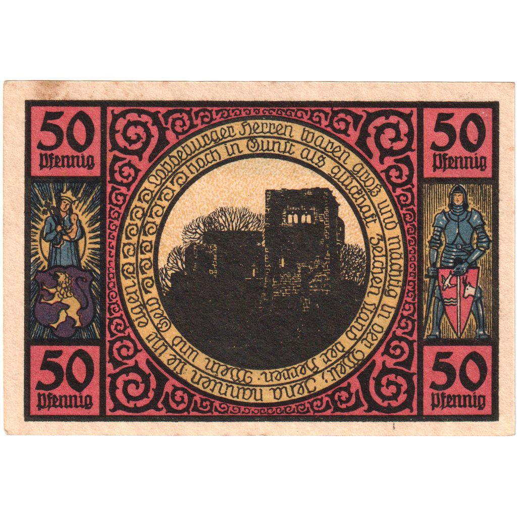 Deutschland, Lobeda Stadt, 50 Pfennig, paysage, 1921, UNZ, Mehl:808.1