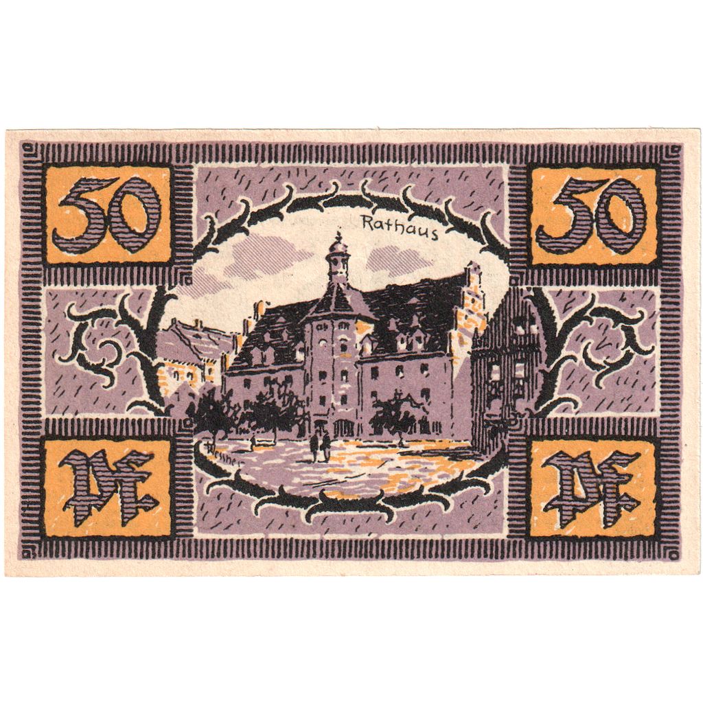 Germania, Merseburg Stadt, 50 Pfennig, mairie, 1921, 1921-05-01, SPL, Mehl:884.2