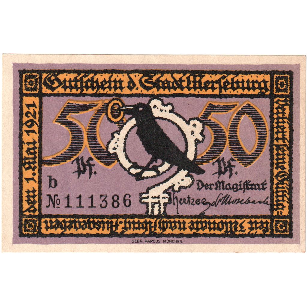 Germania, Merseburg Stadt, 50 Pfennig, pont, 1921, 1921-05-01, SPL, Mehl:884.2