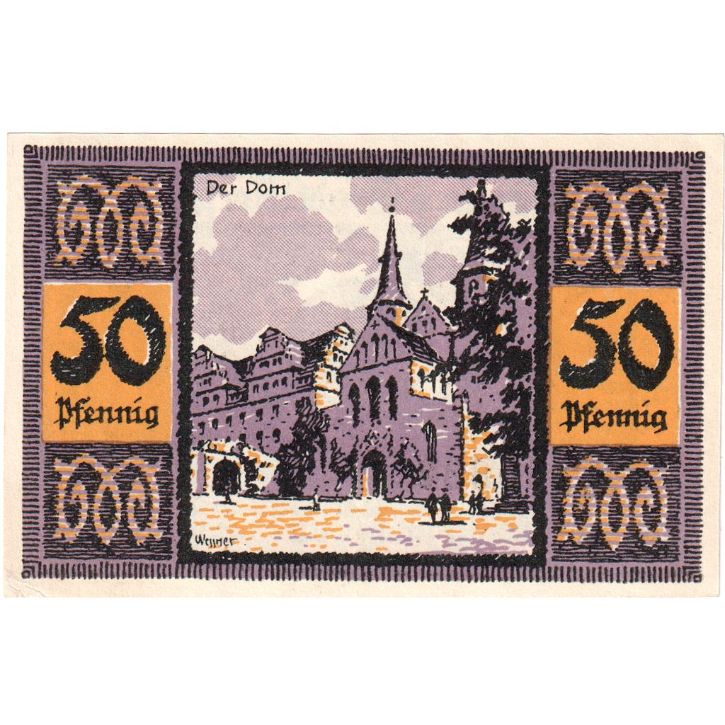 Germania, Merseburg Stadt, 50 Pfennig, cathédrale, 1921, 1921-05-01, SPL