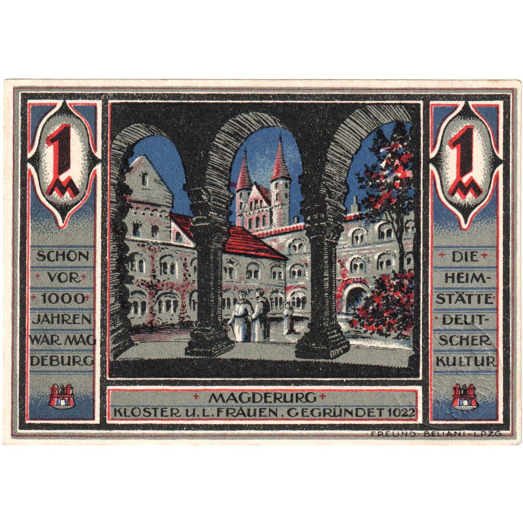 Niemcy, Magdeburg, 1 Mark, place, 1922, 1922-10-31, UNC(60-62), Mehl:855.1