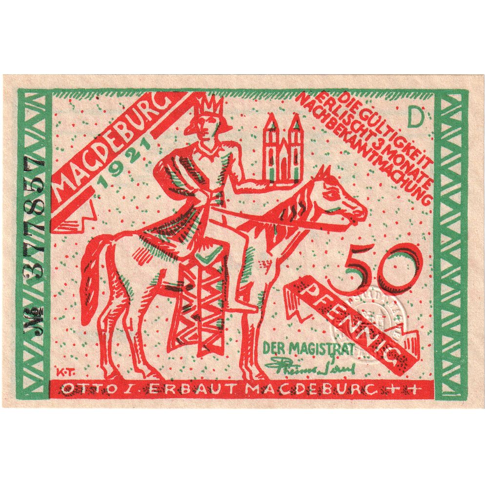 Deutschland, Magdeburg Stadt, 50 Pfennig, paysage, 1921, UNZ, Mehl:857.1