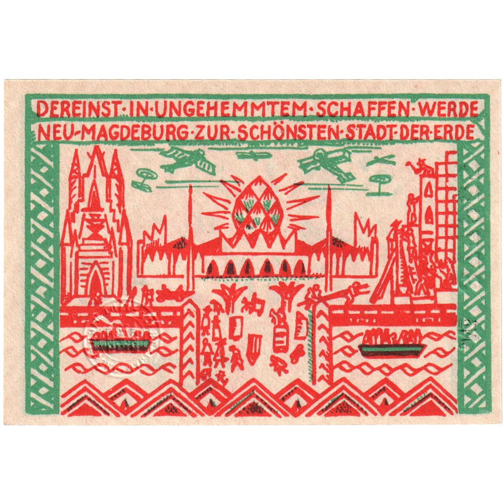 Deutschland, Magdeburg Stadt, 50 Pfennig, paysage, 1921, UNZ, Mehl:857.1