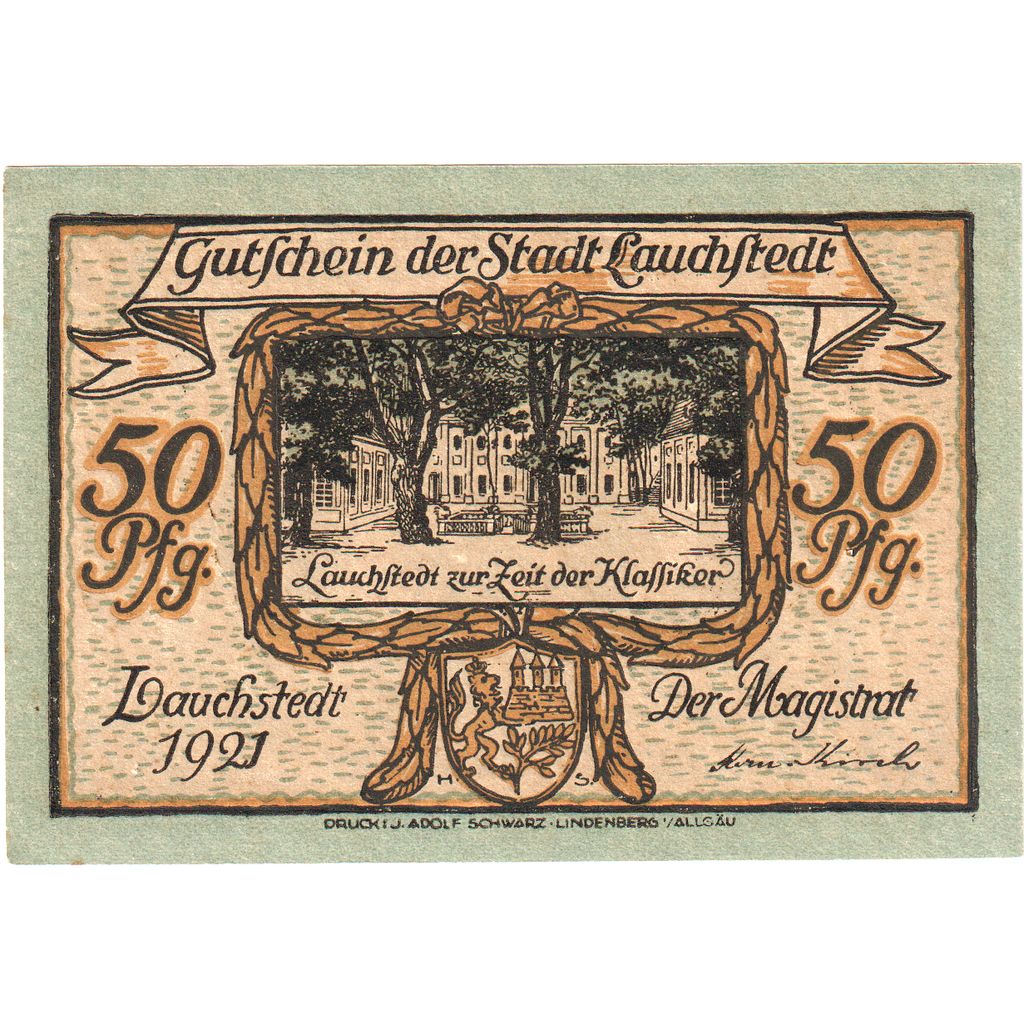 Deutschland, Lauchstedt, 50 Pfennig, portrait, 1921, UNZ-, Mehl:773.1