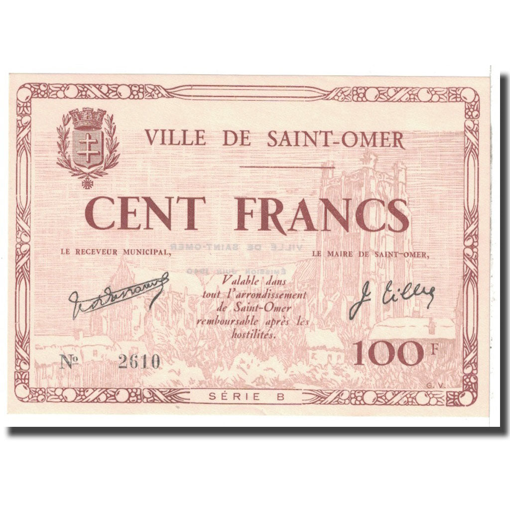 France, Saint-Omer, 100 Francs, 1940, série B, numéro 2610, UNC(63)