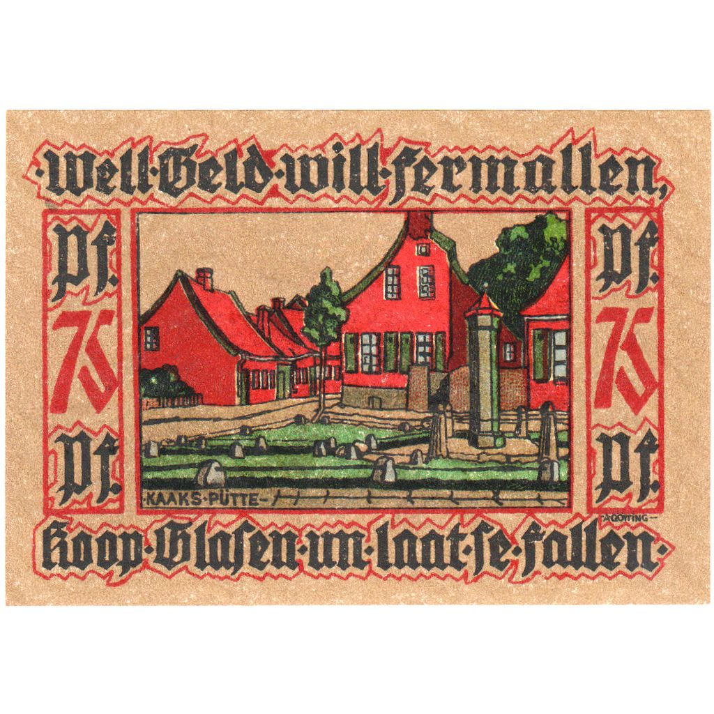 Deutschland, Leer, 75 Pfennig, paysage 4, 1921, 1921-10-01, UNZ, Mehl:782.1