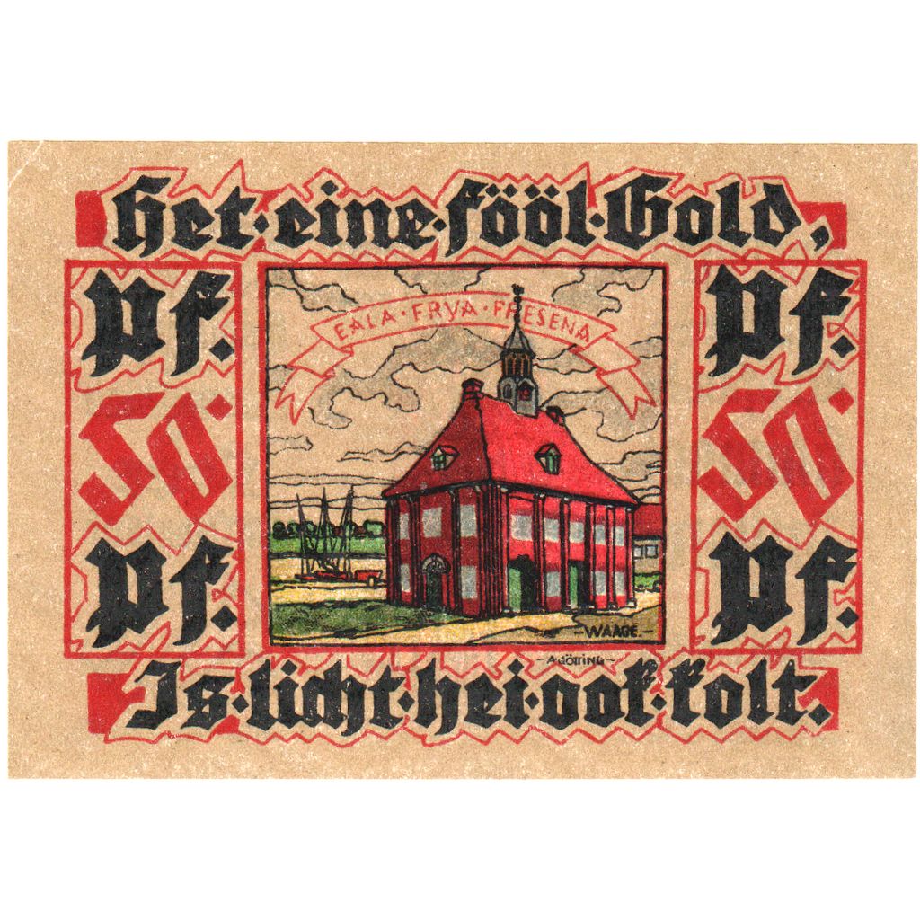 Deutschland, Leer, 50 Pfennig, paysage 1, 1921, 1921-10-01, UNZ, Mehl:782.1