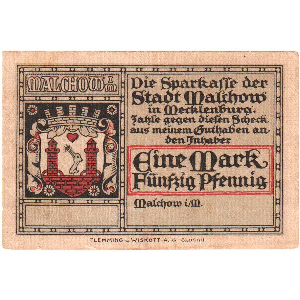 Deutschland, Malchow Stadt, 1.5 Mark, paysage, UNZ, Mehl:863.3c