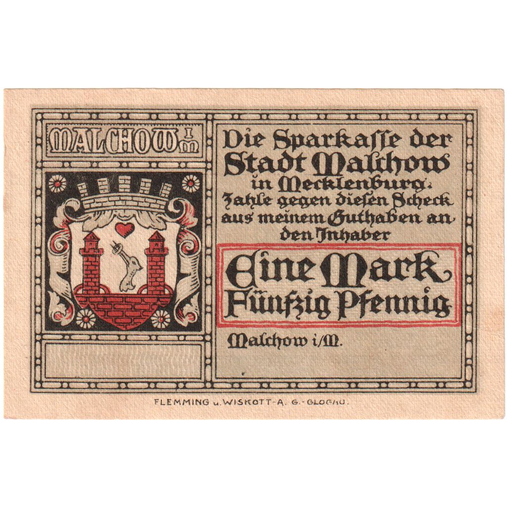 Deutschland, Malchow Stadt, 1.5 Mark, paysage 2, UNZ, Mehl:863.3c
