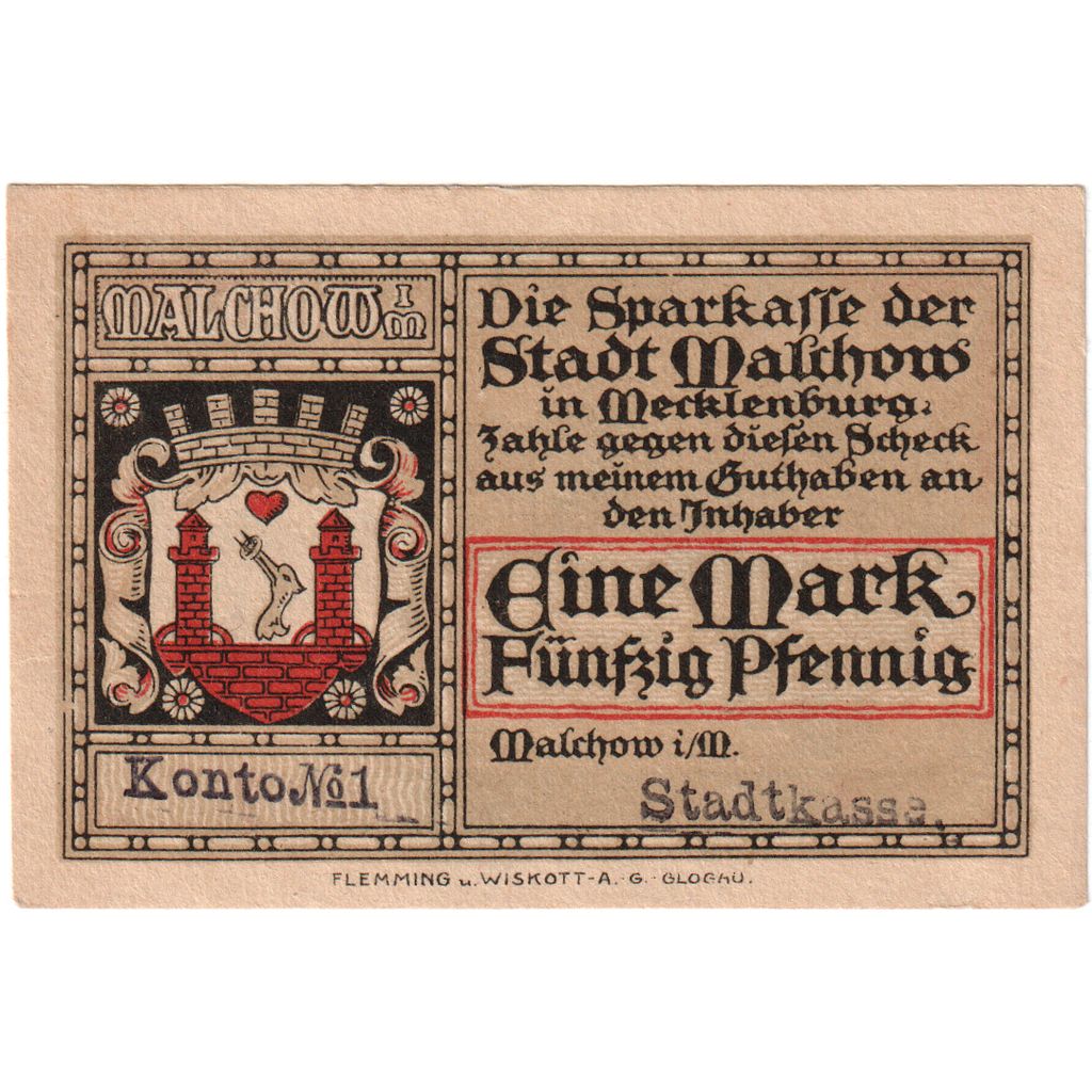 Deutschland, Malchow Stadt, 1.5 Mark, paysage 3, UNZ, Mehl:863.3c