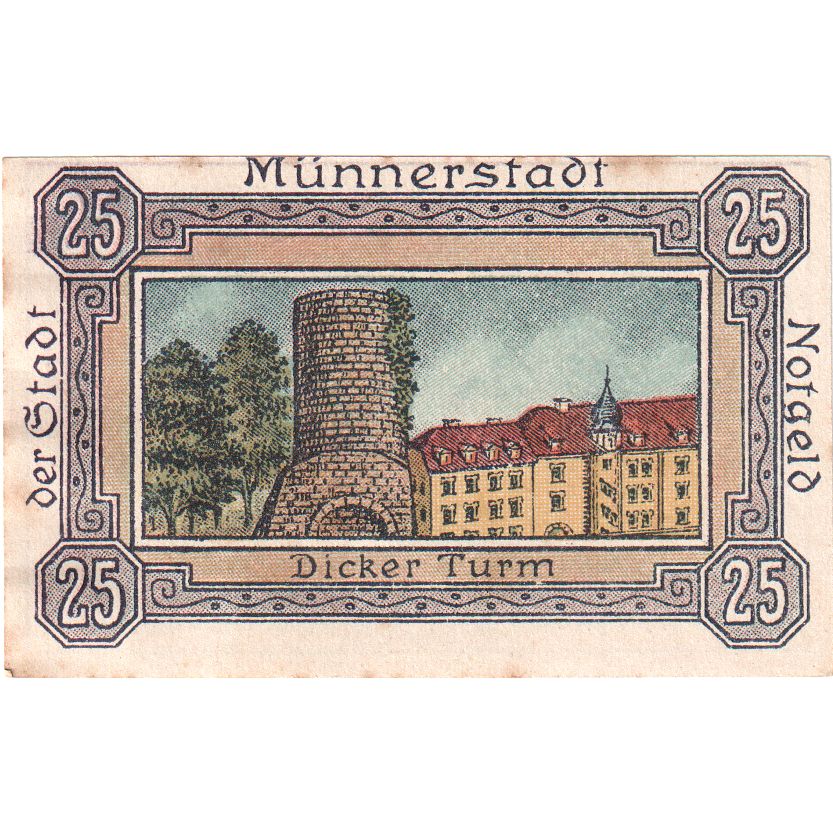 Deutschland, Münnerstadt, 25 Pfennig, tour, 1920, 1920-12-24, UNZ, Mehl:912.2