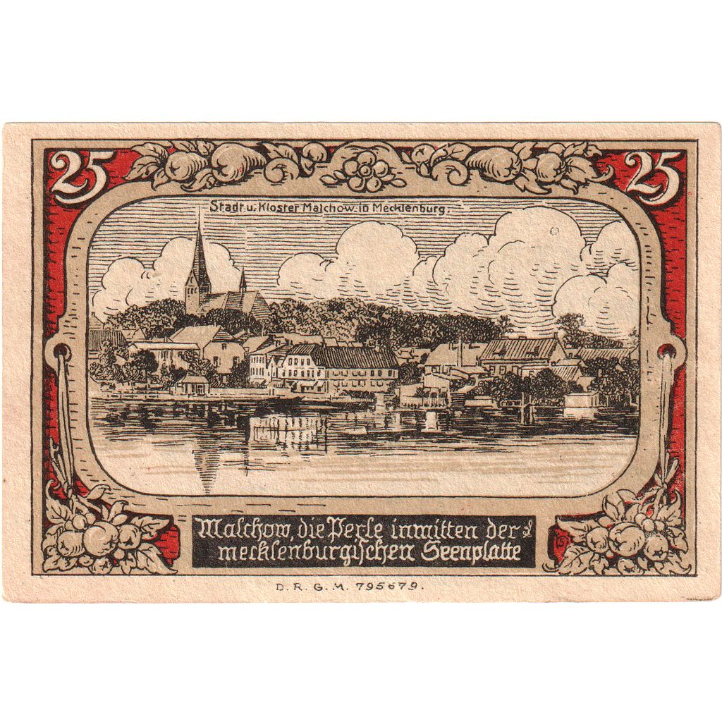 Deutschland, Malchow Stadt, 25 Pfennig, paysage 1, VZ+, Mehl:863.3a