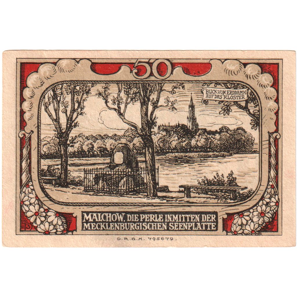 Germania, Malchow Stadt, 50 Pfennig, paysage 1, SPL, Mehl:863.3a
