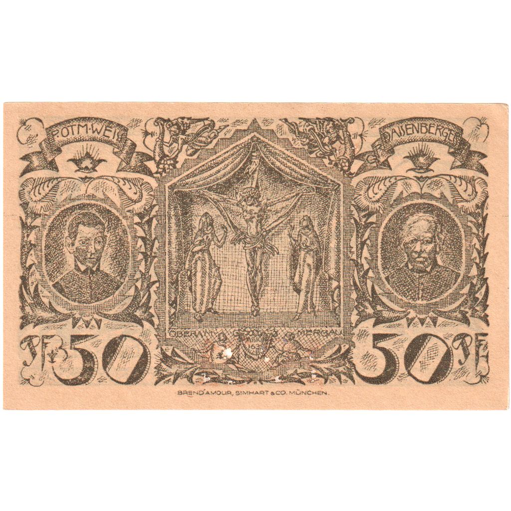 Niemcy, Oberammergau Gemeinde, 50 Pfennig, paysage 1, 1921, 1921-07-01, UNC(63)