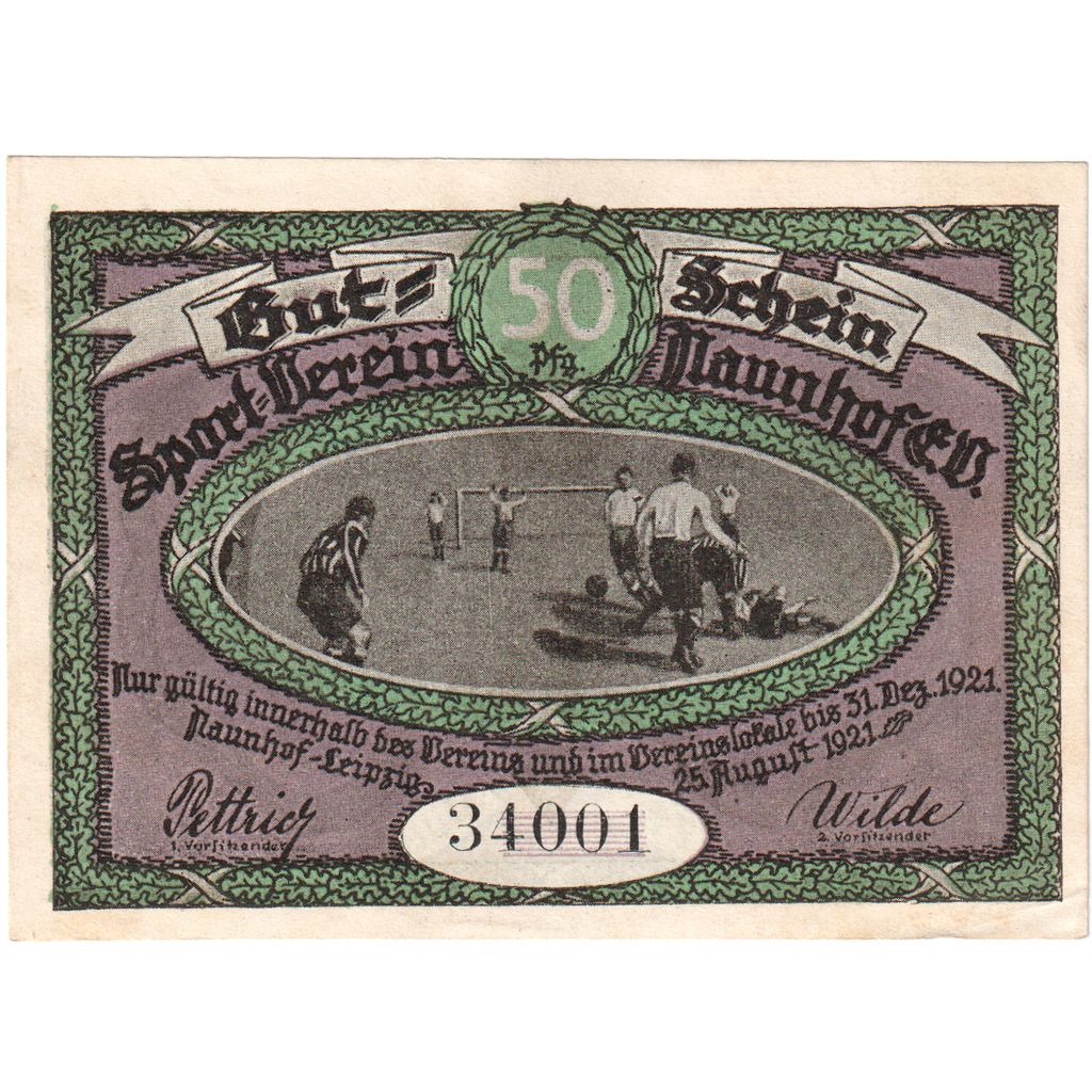 Deutschland, Naunhof, 50 Pfennig, personnage, 1921, 1921-12-31, UNZ, Mehl:930.1