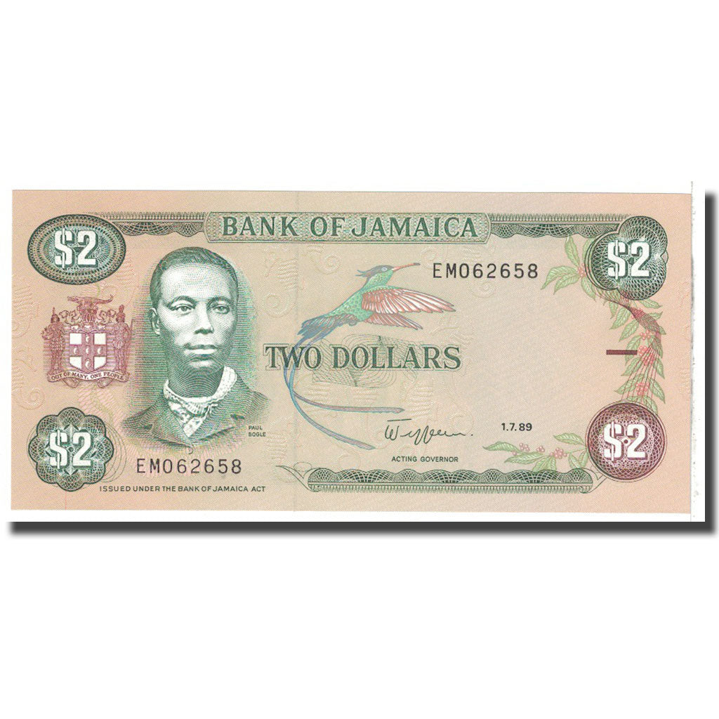 Nota, Jamaica, 2 Dollars, 1989, 1989-07-01, KM:69c, UNC(65-70)