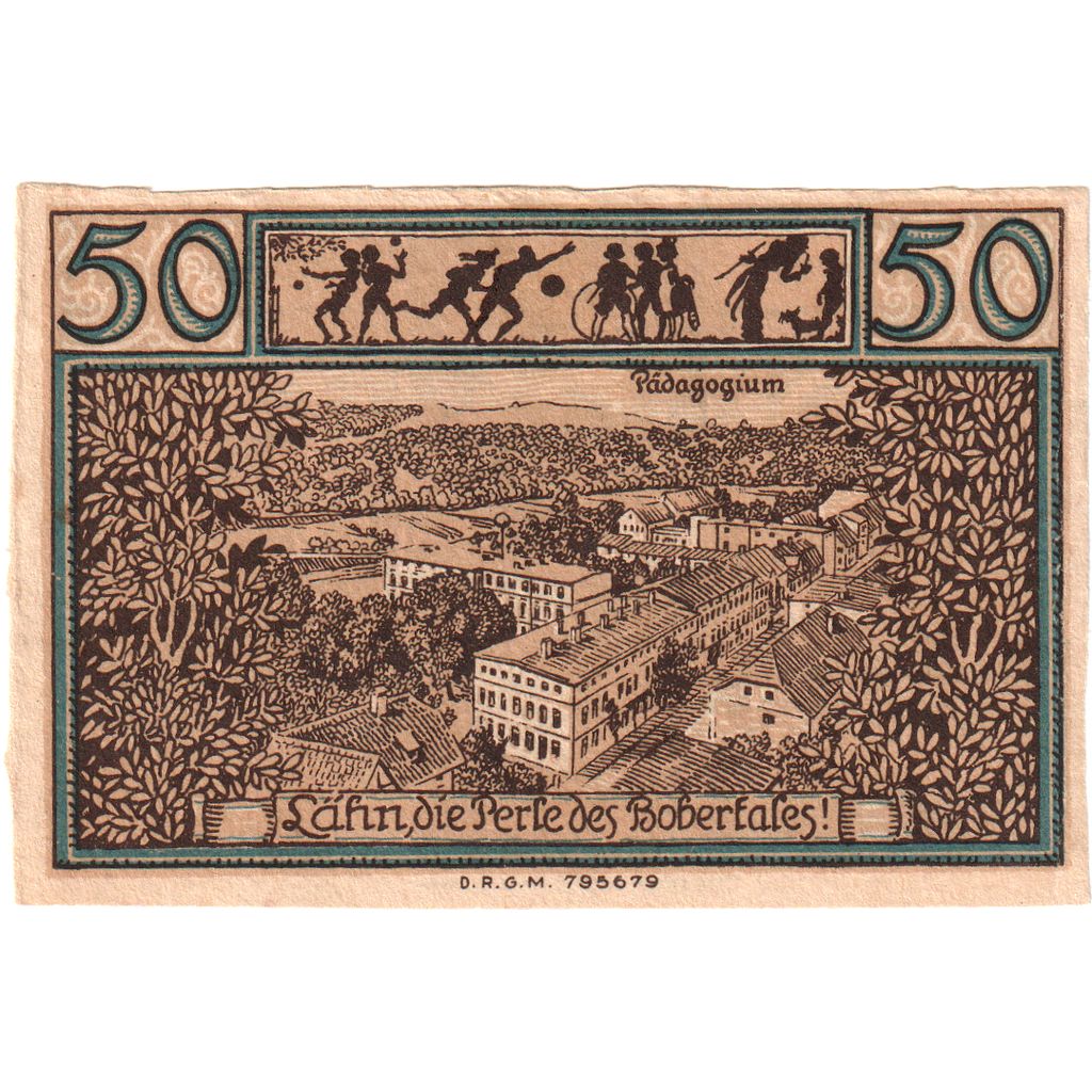Germania, Lahn Stadtische Sparkasse, 50 Pfennig, paysage 1, SPL, Mehl:756.1b