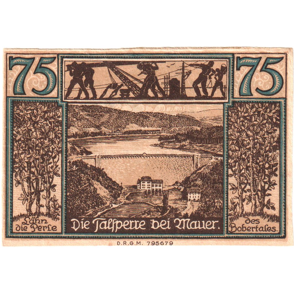 Germany, Lahn Stadtische Sparkasse, 75 Pfennig, paysage 1, UNC(60-62)