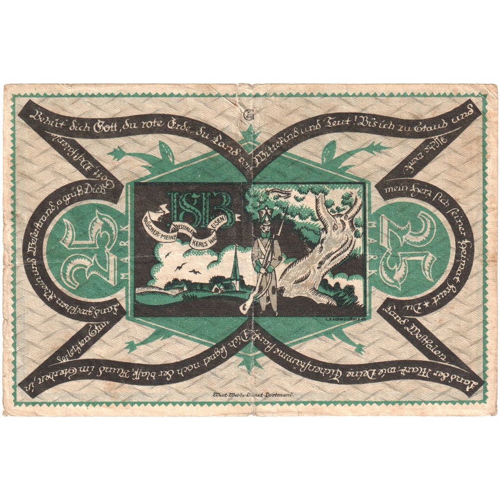 Deutschland, Dortmund und Hörde Stadt und Landkreise, 25 Pfennig, personnage 1