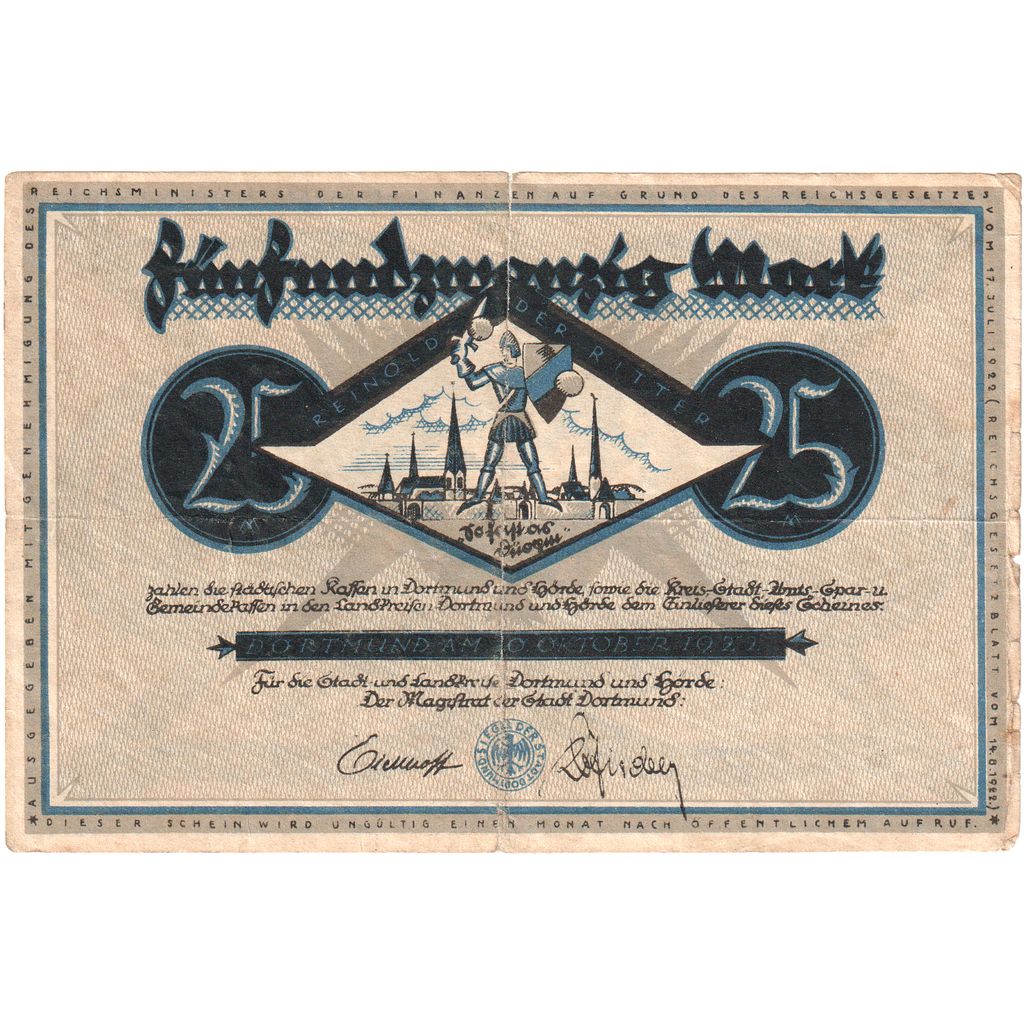 Deutschland, Dortmund und Hörde Stadt und Landkreise, 25 Pfennig, personnage 2