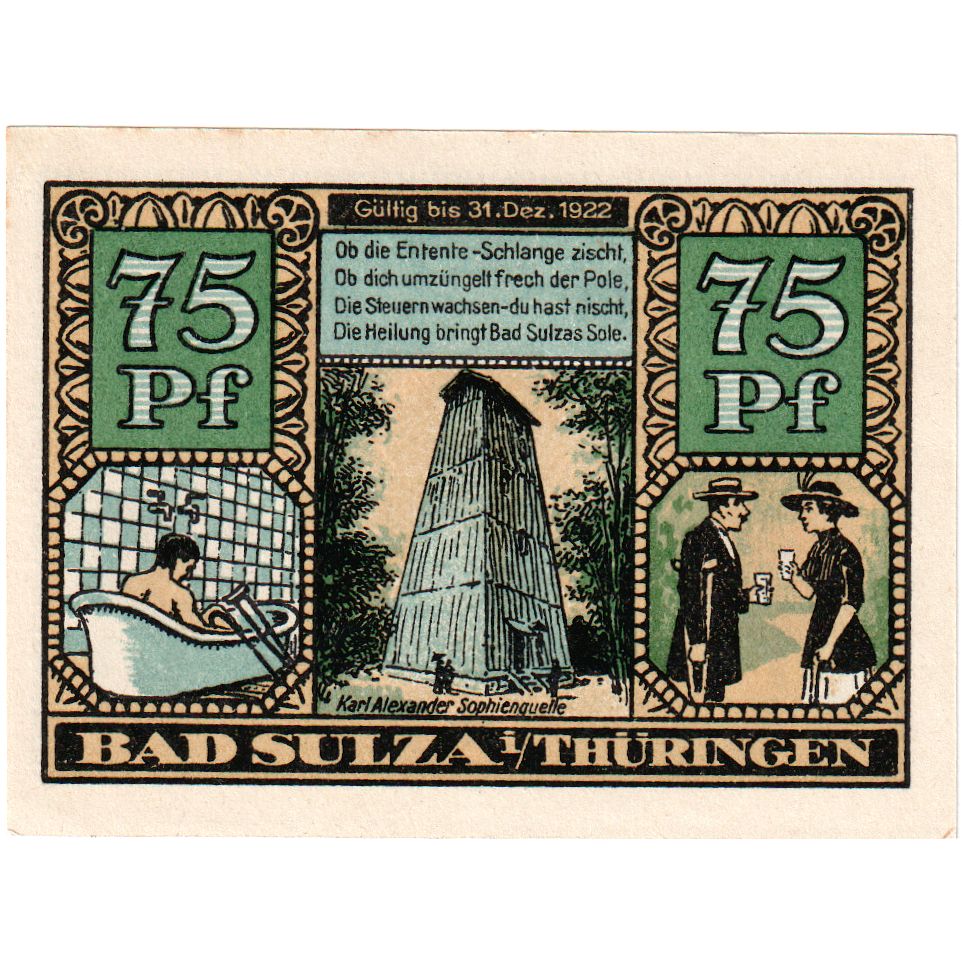 Deutschland, Sulza, 75 Pfennig, personnage, 1921, 1921-07-19, UNZ, Mehl:1304.1a