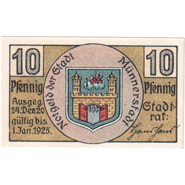 Niemcy, Münnerstadt, 10 Pfennig, tour, 1920, 1920-12-24, UNC(65-70), Mehl:912.1