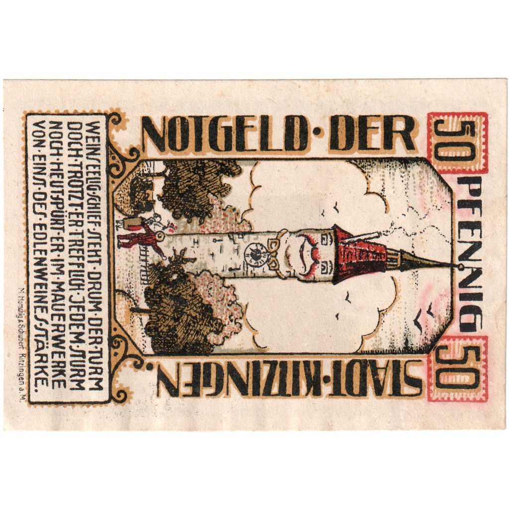 Deutschland, Kitzingen Stadt, 50 Pfennig, tour, 1921, VZ+, Mehl:K28.18