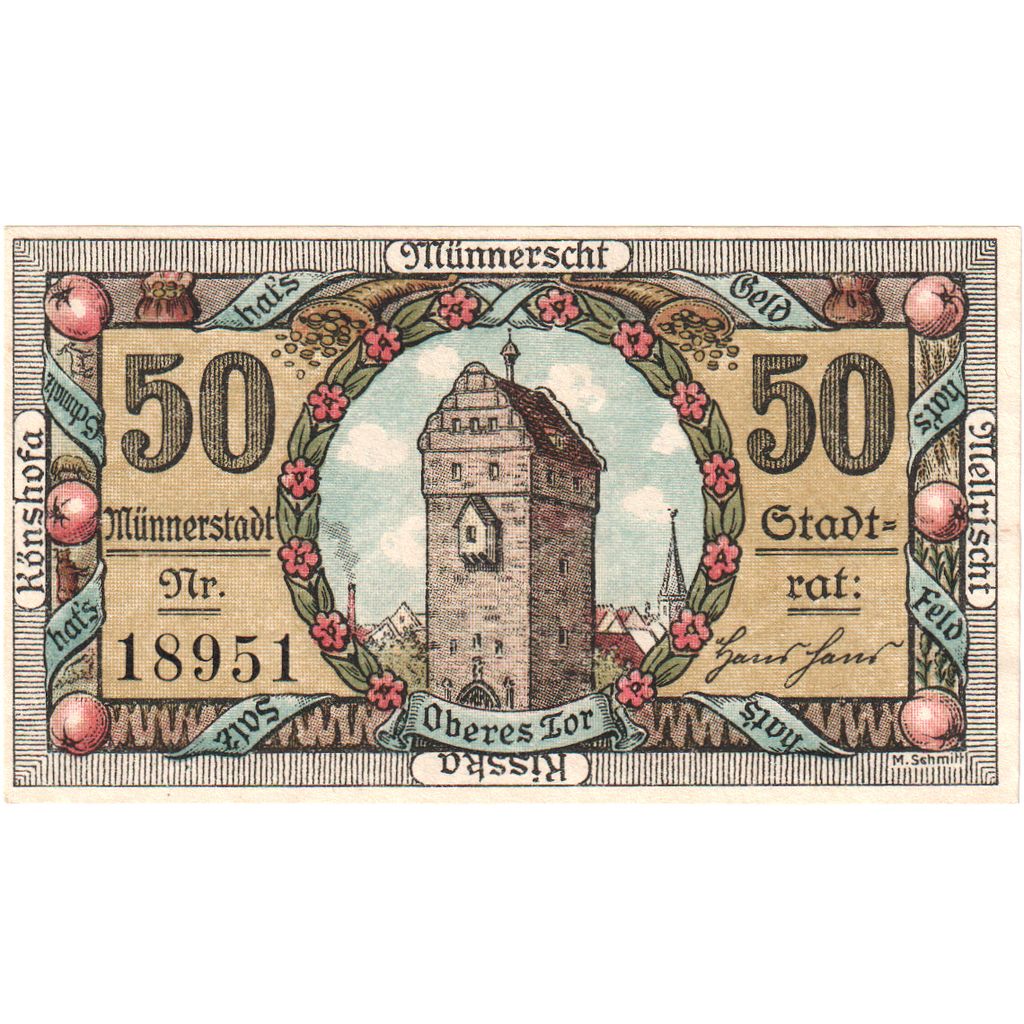Geldschein, Deutschland, Münnerstadt, 50 Pfennig, tour, 1920, 1920-12-24, UNZ