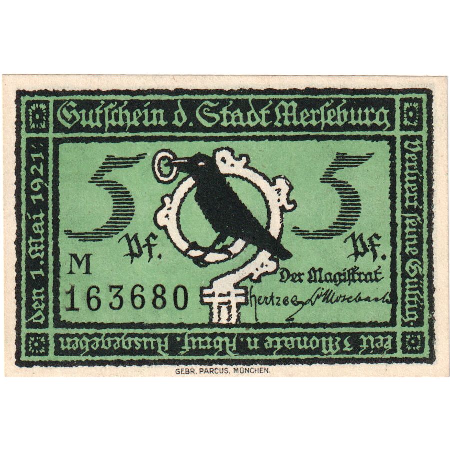 Deutschland, Merseburg Stadt, 5 Pfennig, personnage, 1921, 1921-05-01, VZ+
