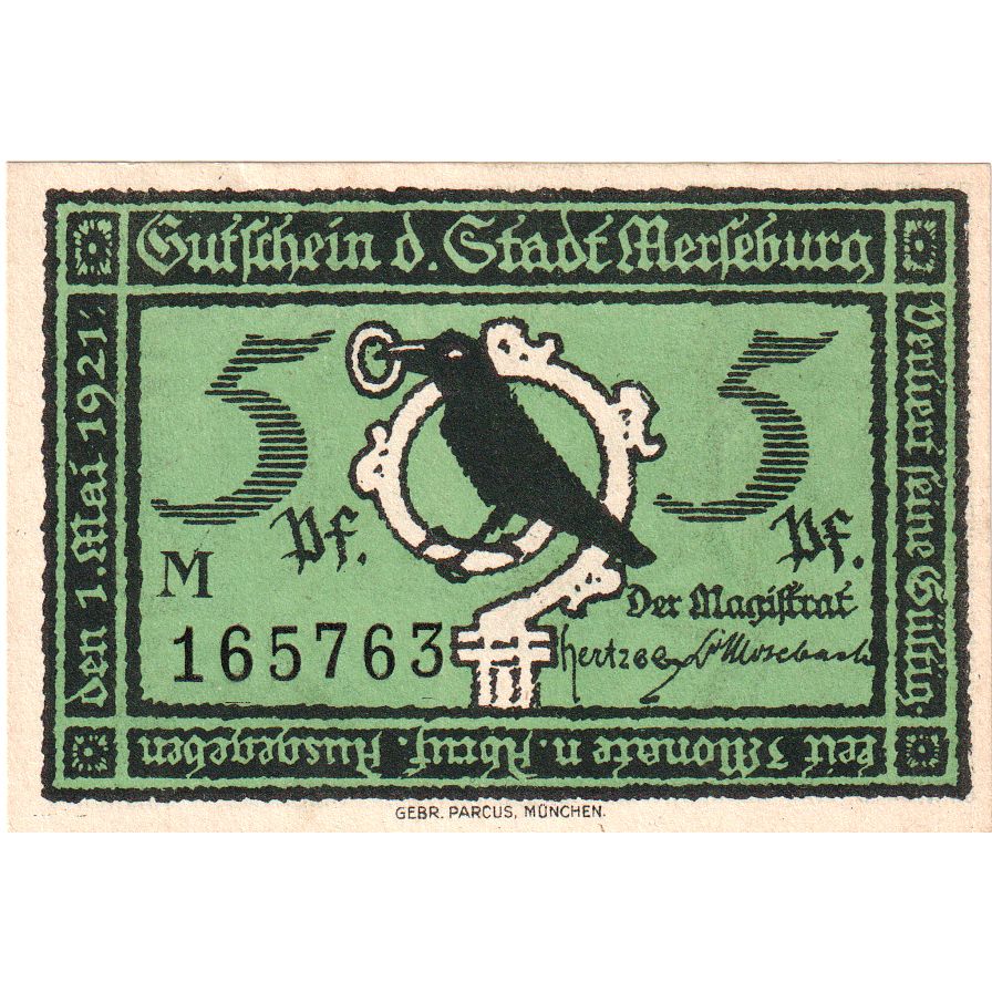 Deutschland, Merseburg Stadt, 5 Pfennig, personnage 1, 1921, 1921-05-01, VZ+