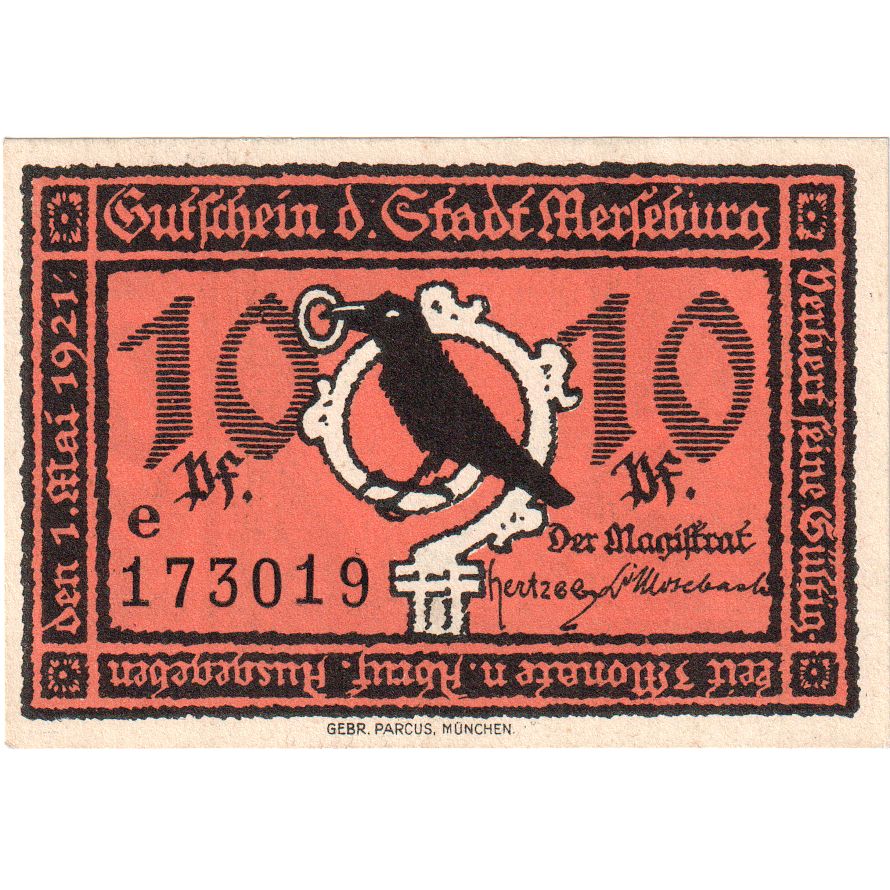 Deutschland, Merseburg Stadt, 10 Pfennig, personnage, 1921, 1921-05-01, VZ+
