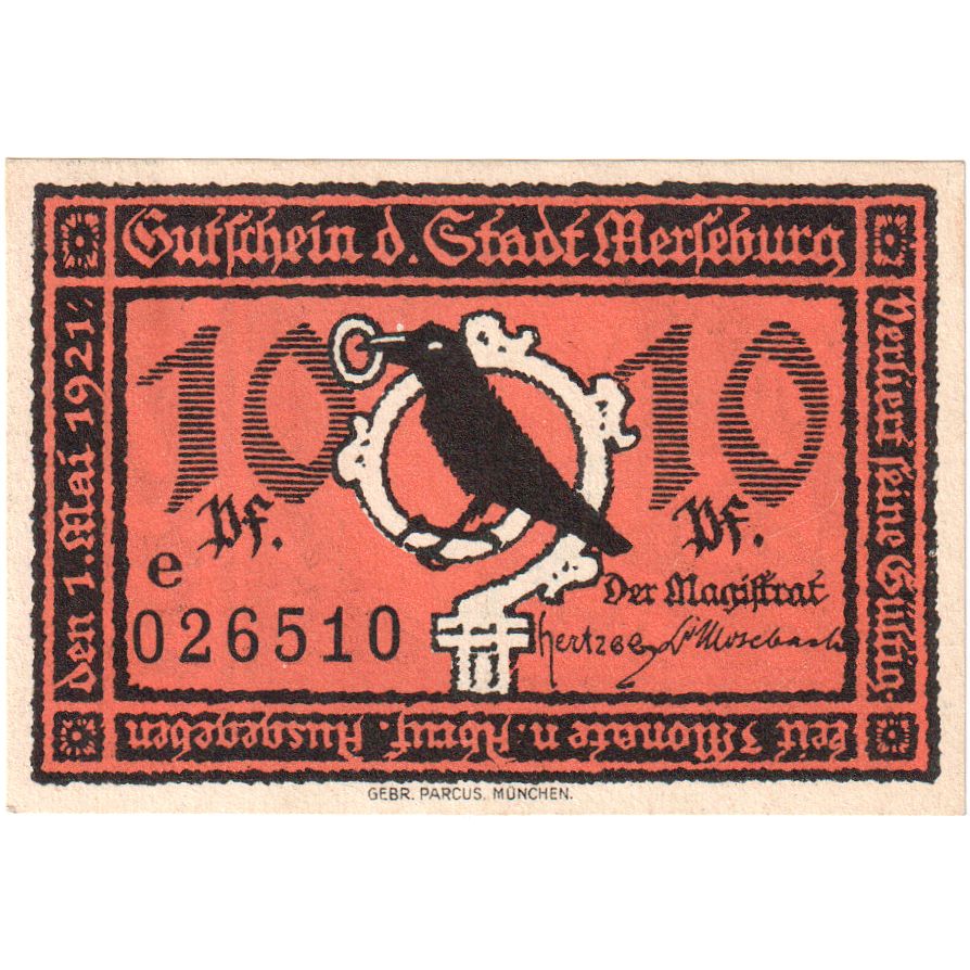 Germania, Merseburg Stadt, 10 Pfennig, personnage 1, 1921, 1921-05-01, SPL