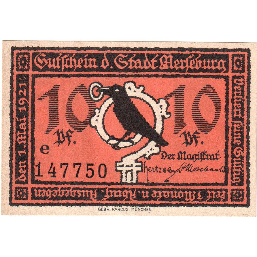 Deutschland, Merseburg Stadt, 10 Pfennig, personnage 2, 1921, 1921-05-01, VZ+