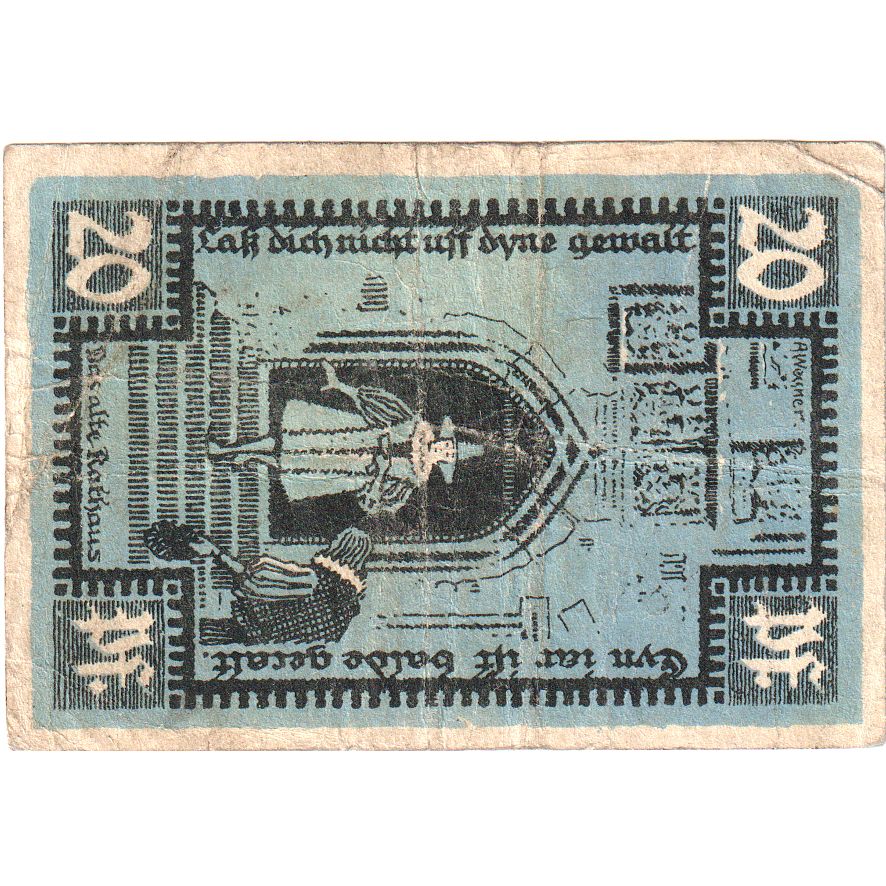 Niemcy, Merseburg Stadt, 20 Pfennig, personnage 3, 1921, 1921-05-01, AU(55-58)