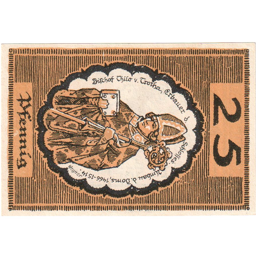 Niemcy, Merseburg Stadt, 25 Pfennig, personnage 1, 1921, 1921-05-01, UNC(60-62)