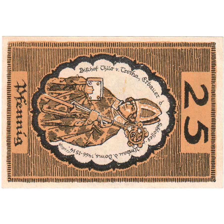 Niemcy, Merseburg Stadt, 25 Pfennig, personnage 2, 1921, 1921-05-01, UNC(60-62)