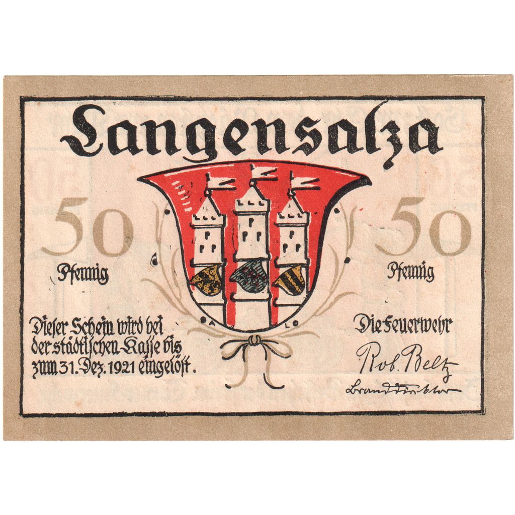 Deutschland, Langensalza Stadt, 50 Pfennig, 1921-12-31, UNZ-