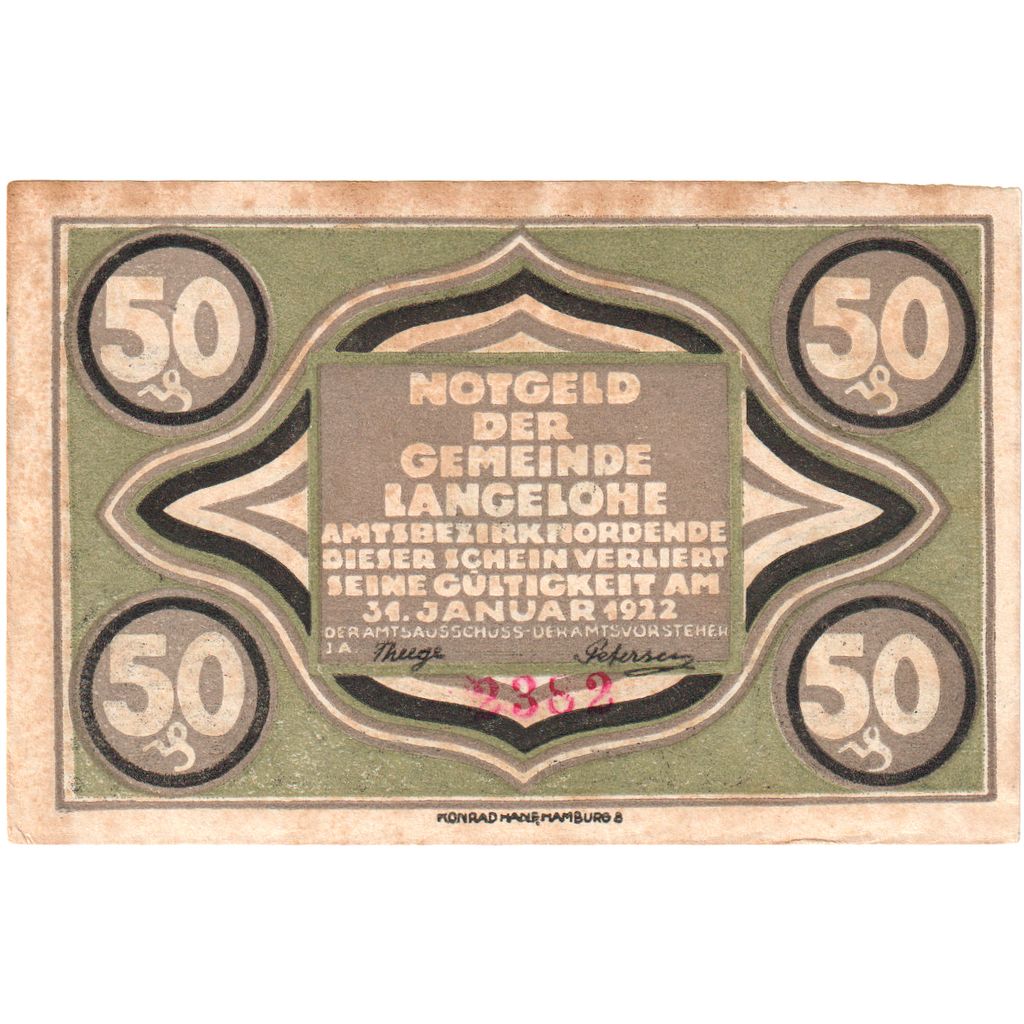 Niemcy, Langelohe Gemeinde, 50 Pfennig, 1922-01-31, 3746, AU(55-58)