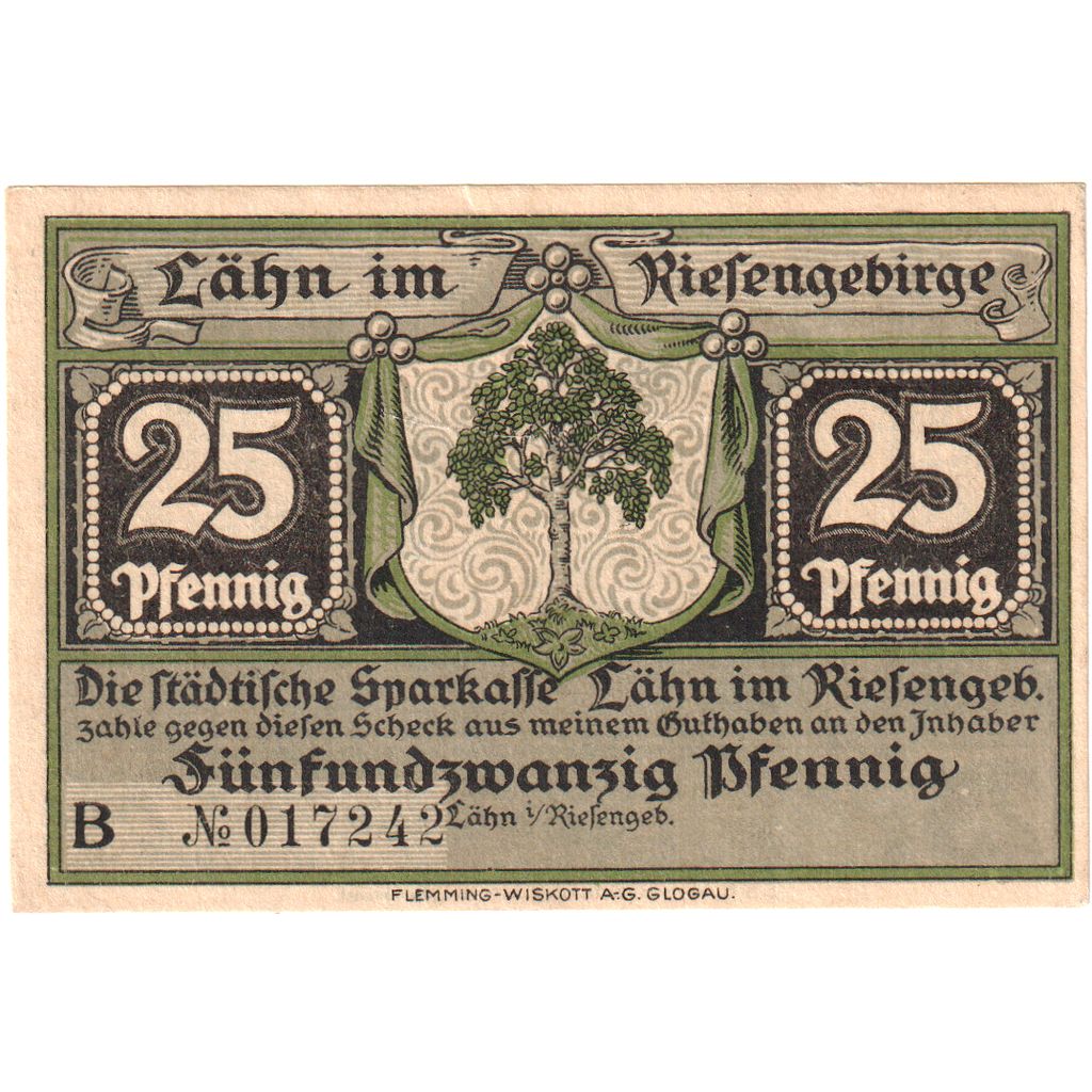 Deutschland, Lähn, 25 Pfennig, VZ+