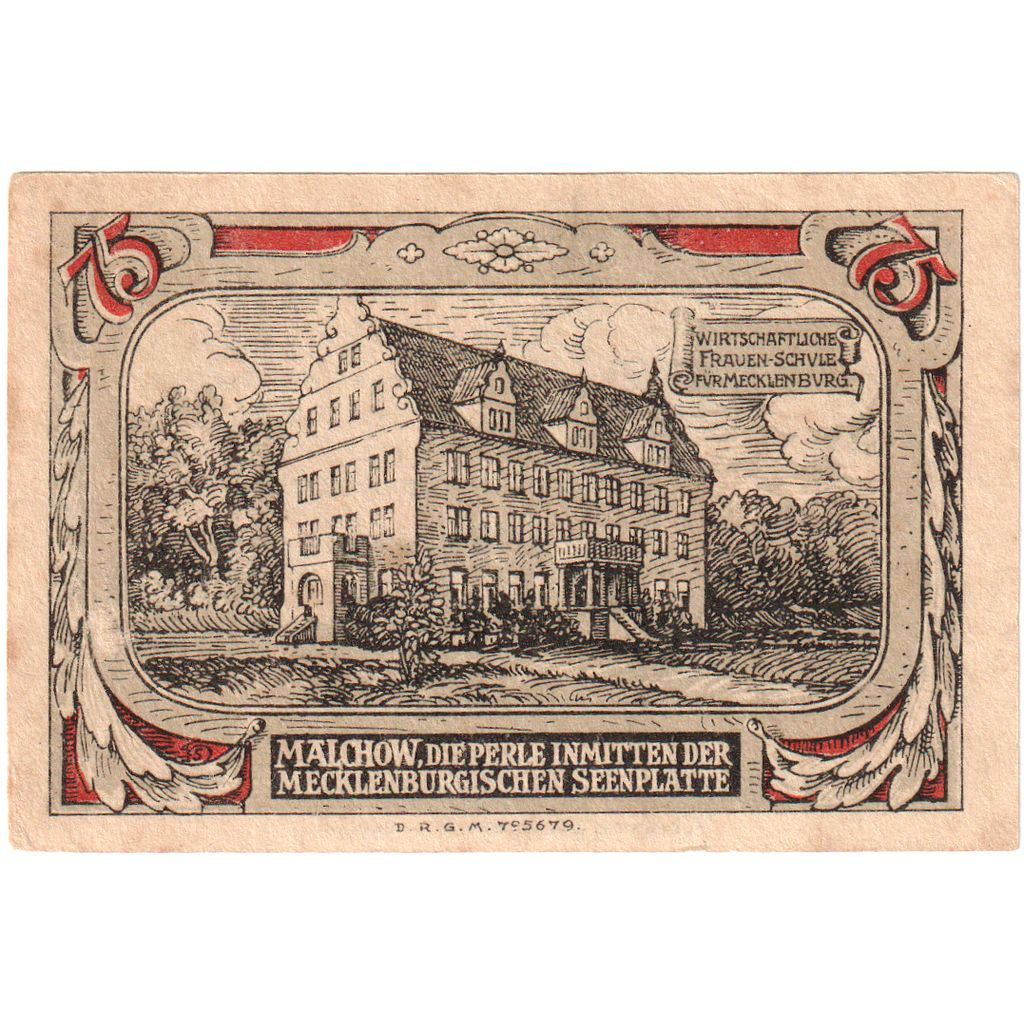 Niemcy, Malchow Stadt, 75 Pfennig, UNC(60-62)