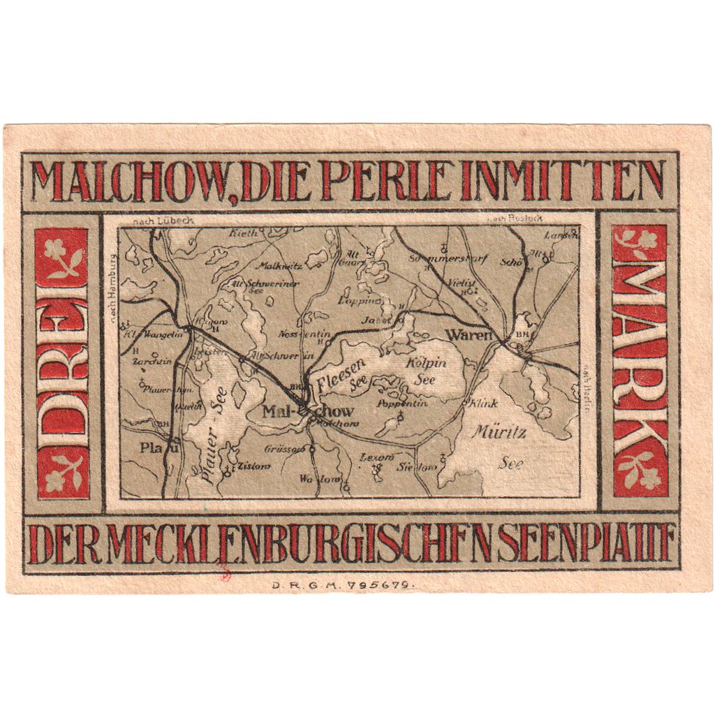 Deutschland, Malchow Stadt, 3 Mark, VZ+
