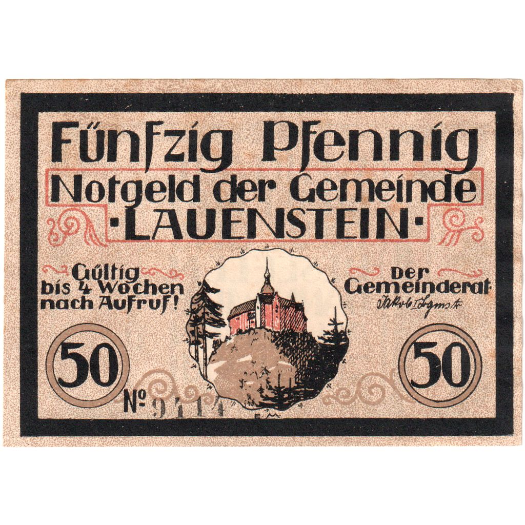 Niemcy, Lauenstein, 50 Pfennig, UNC(63)