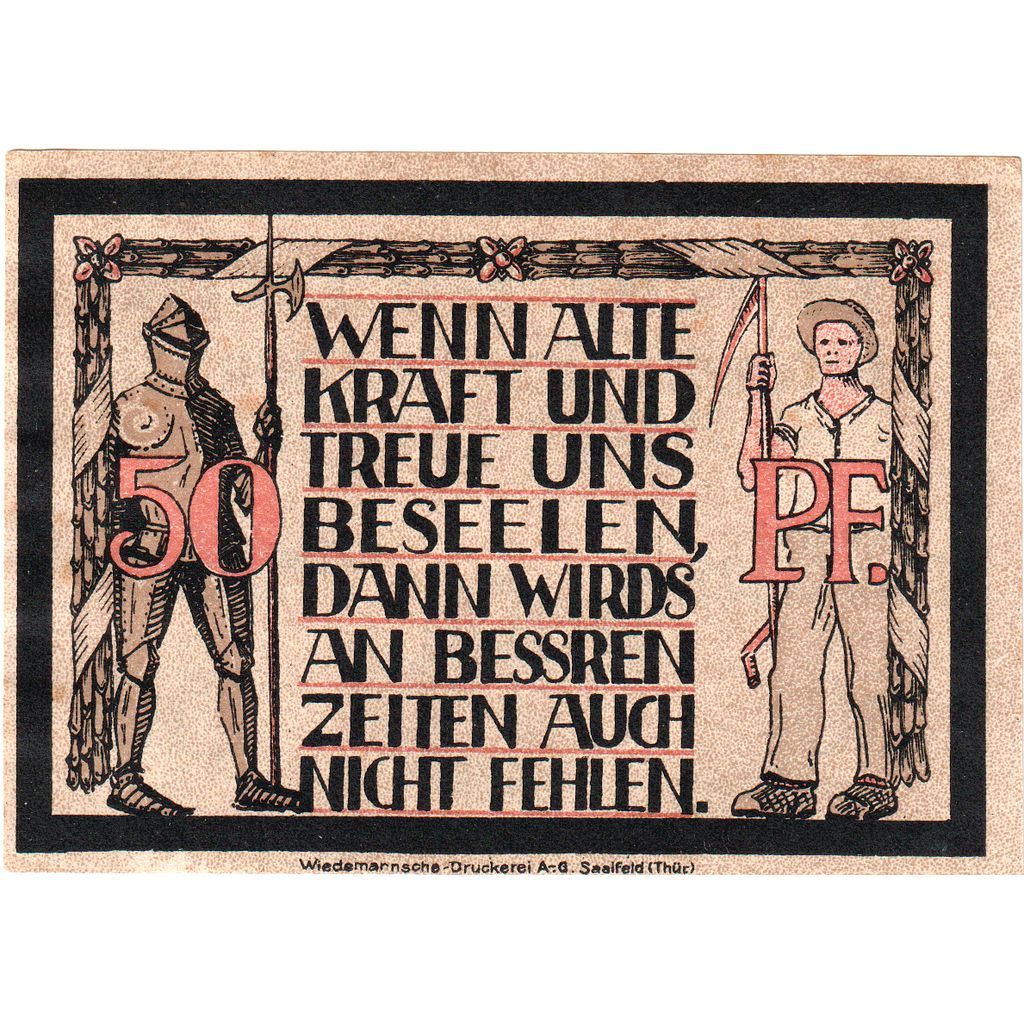 Niemcy, Lauenstein, 50 Pfennig, UNC(63)